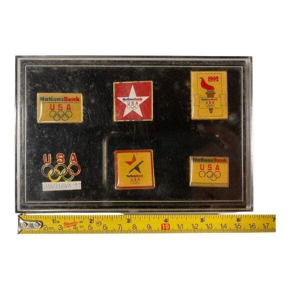 Set of 6 Vintage Nations Bank 1992 Barcelona Olympic Sponsor Pins for Team USA - Picture 4 of 4